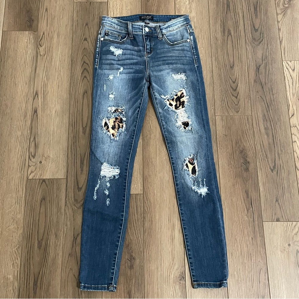 Judy Blue Skinny‎ Fit Animal Print Denim Blue Jeans